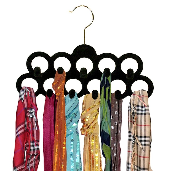 Home Basics Velvet Scarf Hangers with Chrome Plated Steel Hooks, Black 3PK FH01455 - main